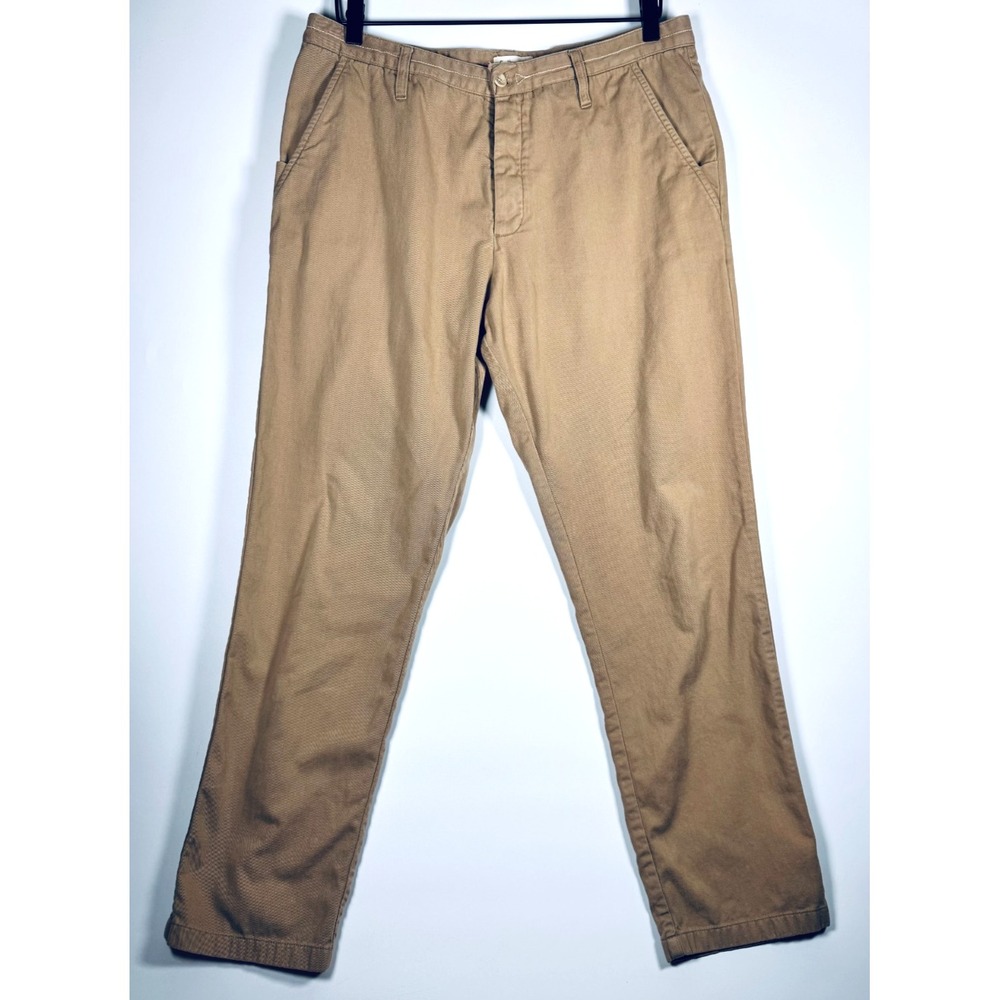 FOLK Pants Mens 4 W32 Beige Straight Casual Chino Button Fly Cotton Minimalist
